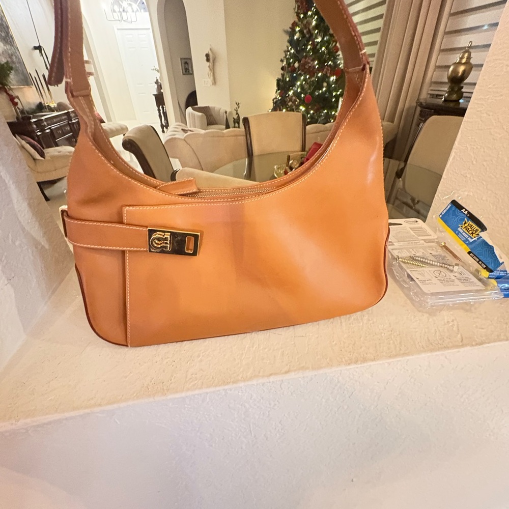 Salvatore Ferragamo Tan Leather Shoulder Bag